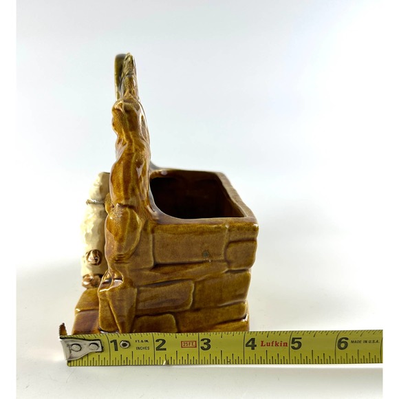 1950's McCoy Pottery Planter Dog And Cat At The Spinning Wheel 6.5" Tall - Picture 9 of 11